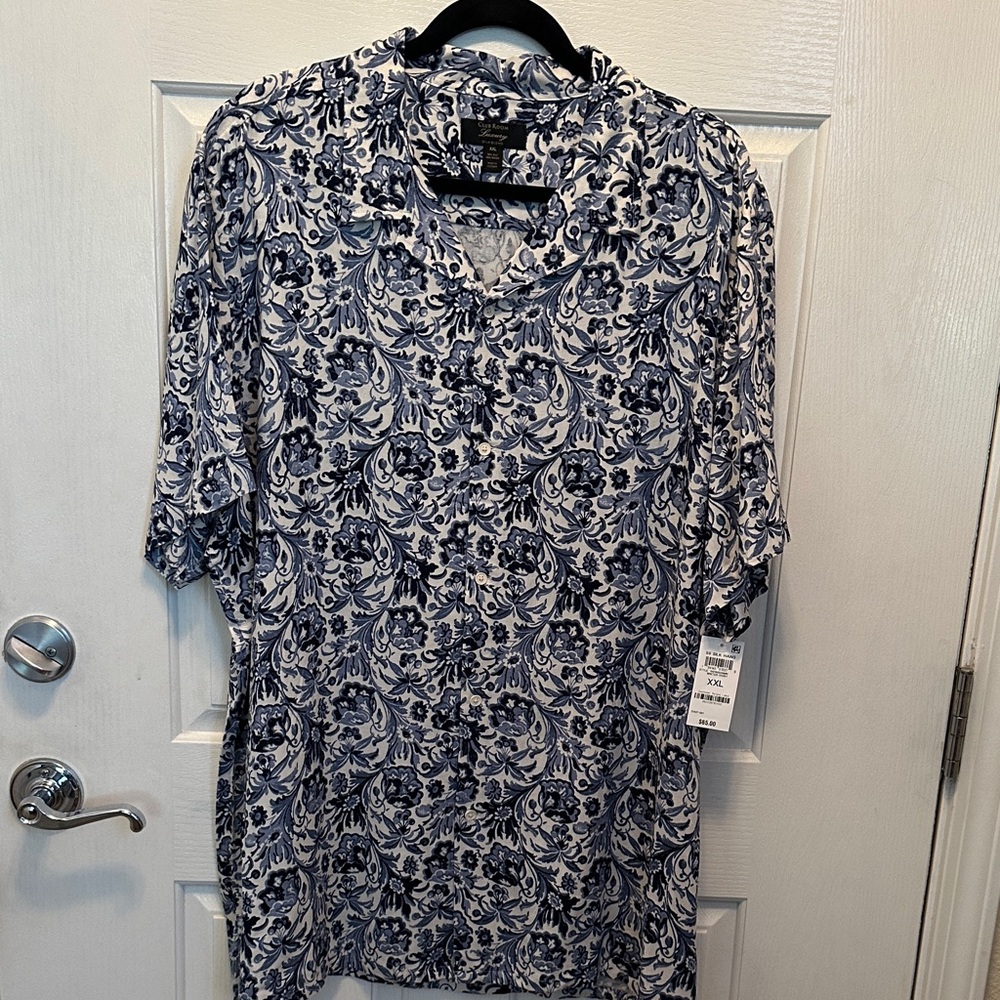 Club Room Luxury Blue and White Floral Silk-Blend Top Size XXL - Picture 1 of 4